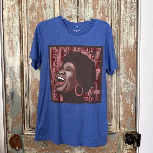 Bluescentric Brand Aretha Franklin Respect Tee In Blue - Picture 1 of 6